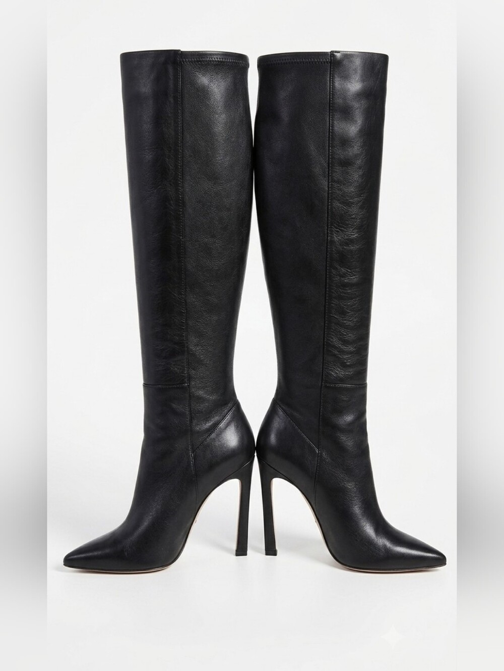Stuart Weitzman Black Pull On Leather Knee-High Boots